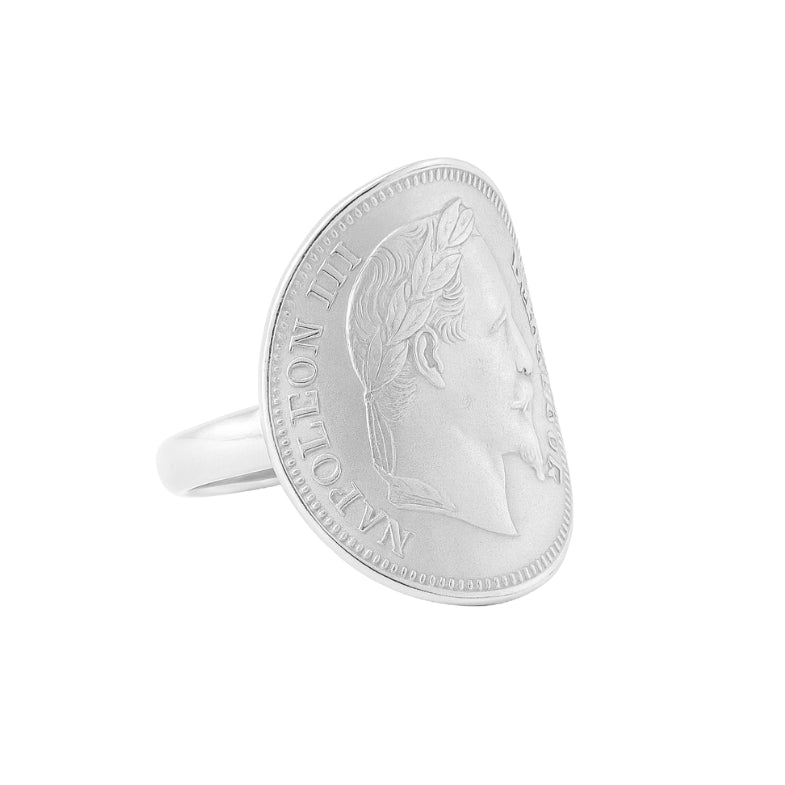 Bague Napoléon 3 louis d'or argent massif femme bague tuile bague piece femme