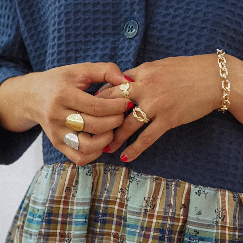 Bague noeud marin femme plaqué or torsadé or