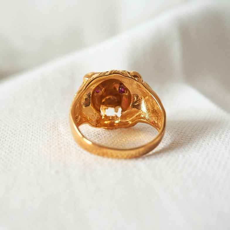 Bague tête de lion or 9k • Greik