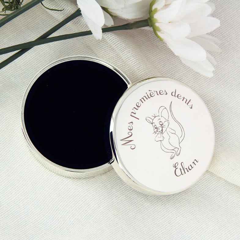 Boîte à dents de lait personnalisée en plaqué argent • Ourson