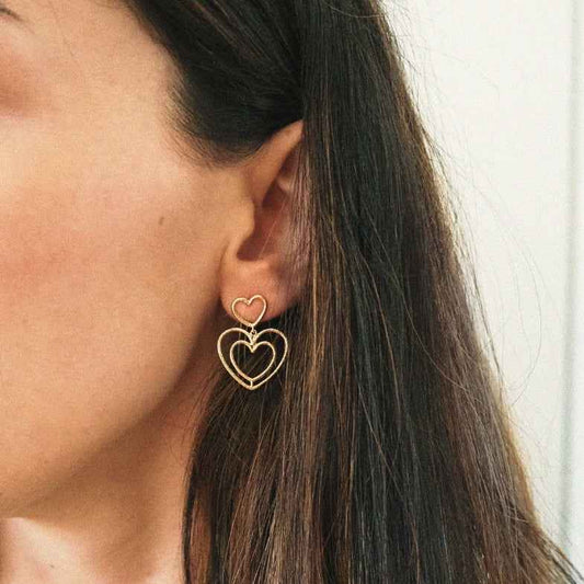 Boucles d'oreilles cœur plaqué or 18k • Carmen