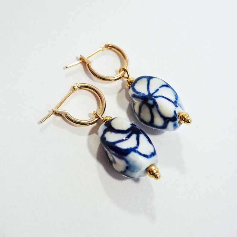 Boucles d'oreilles pampille porcelaine • Riviera