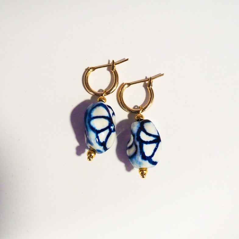 Boucles d'oreilles pampille porcelaine • Riviera