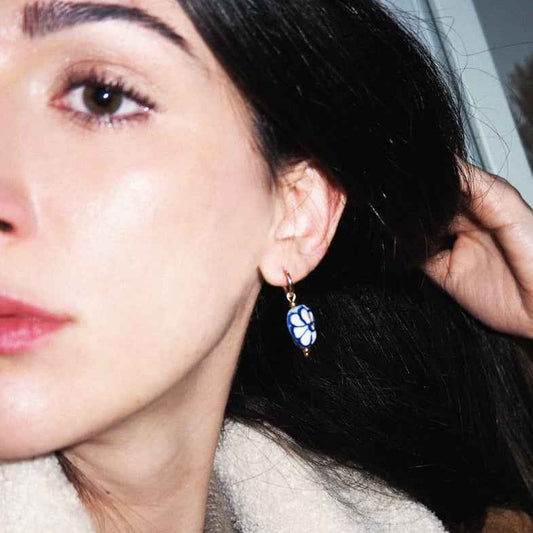 Boucles d'oreilles pampille porcelaine • Riviera