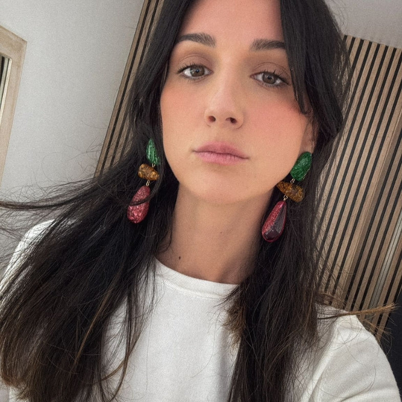 Boucles d'oreilles résine femme rose