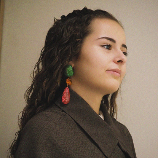 Boucles d'oreilles résine femme fantaisie pas cher multicolores