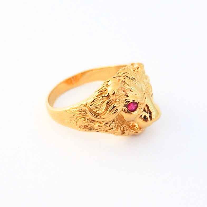 Bague tête de lion or 9k • Greik