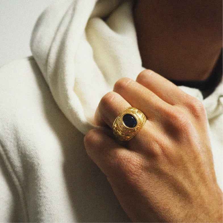Bague universitaire or 18 carats • Navy