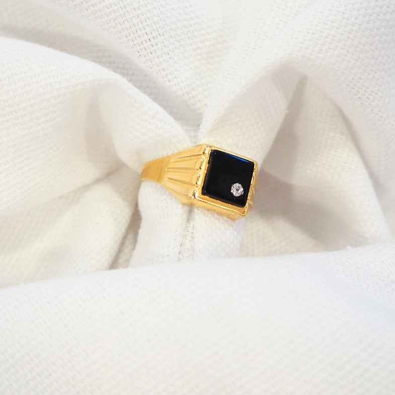 Chevalière homme or 18k onyx • Joël