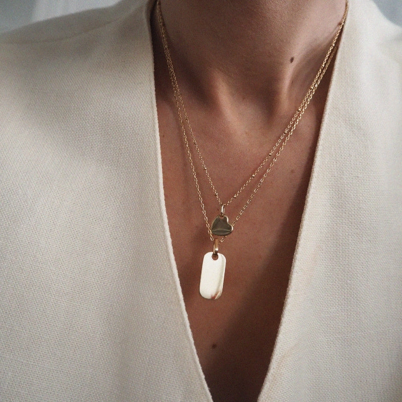 Collier coeur à graver pour femme plaqué or