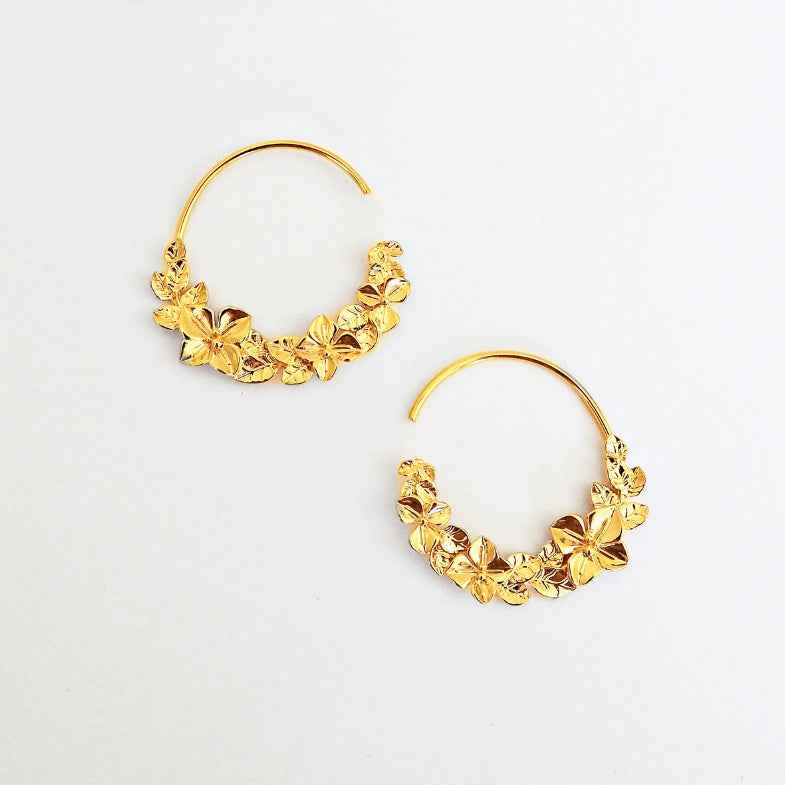 Créoles fleurs dorées à l'or 18 carats • Flora