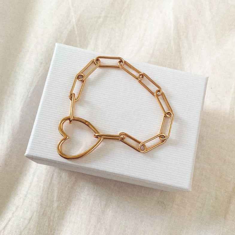 Bracelet cœur doré à l'or 18 carats • Pietra