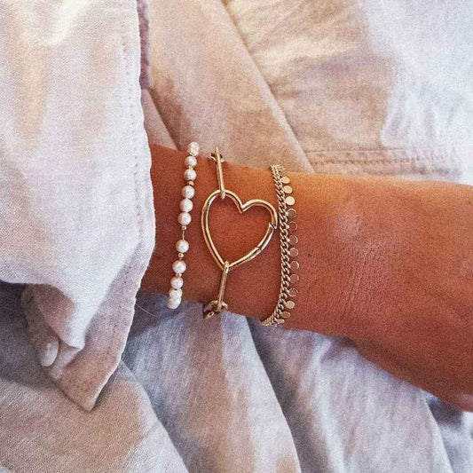 Bracelet cœur doré à l'or 18 carats • Pietra