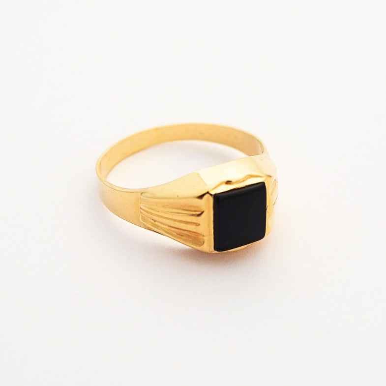 Chevalière homme or 18 carats onyx • Alda
