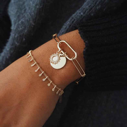 Bracelet médaille personnalisée plaqué or 18 carats • Lily