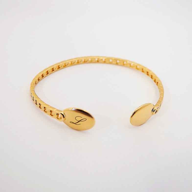 Jonc réglable personnalisé plaqué or 18 carats • Gossip