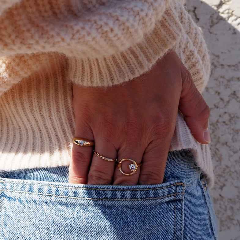 Bague petit doigt plaqué or • Kiyo