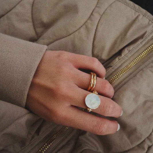 Bague nacre réversible plaqué or • Tory