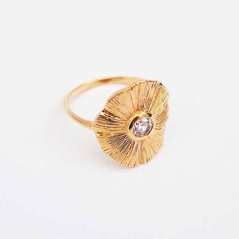 Bague fleur dorée à l'or 18 carats • Palma