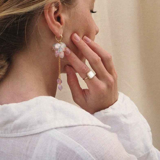 Bague nacre carrée dorée à l'or 18k • Dream