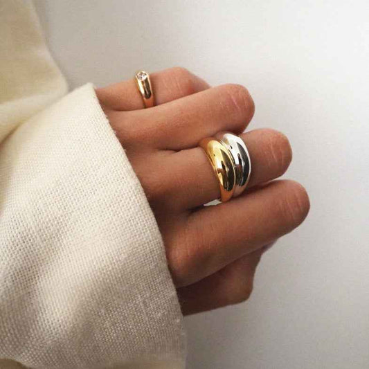 Bague bicolore argent et or • Dua