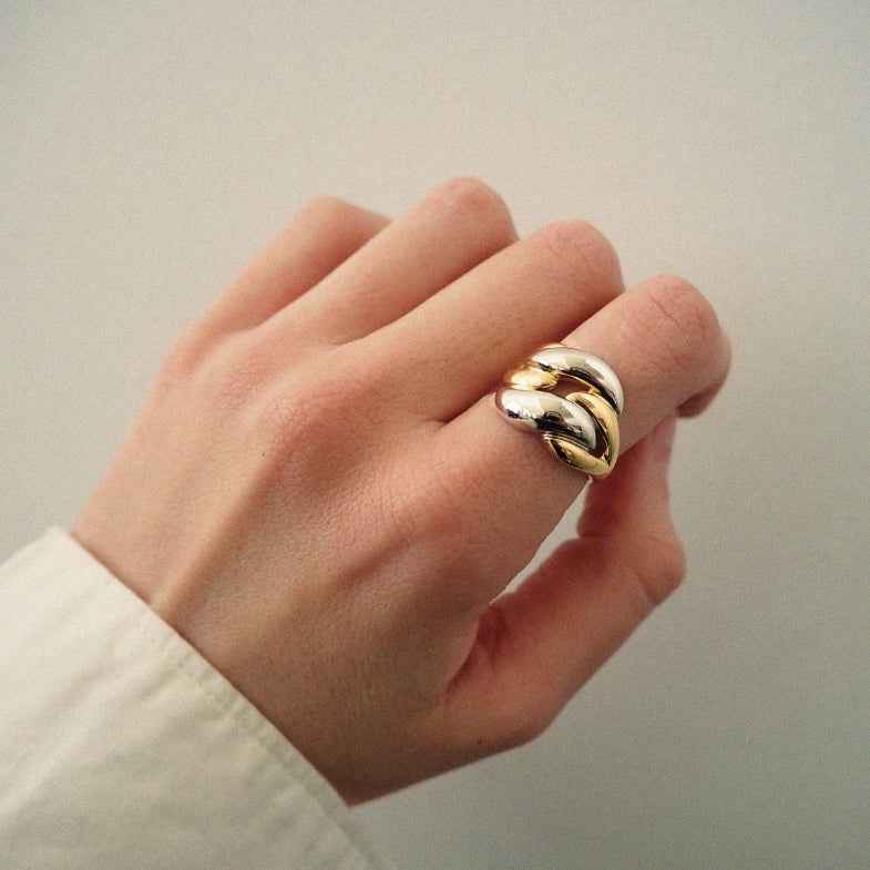 Bague bicolore dorée et argentée • Arlette