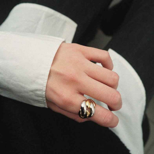 Bague bicolore dorée et argentée • Arlette