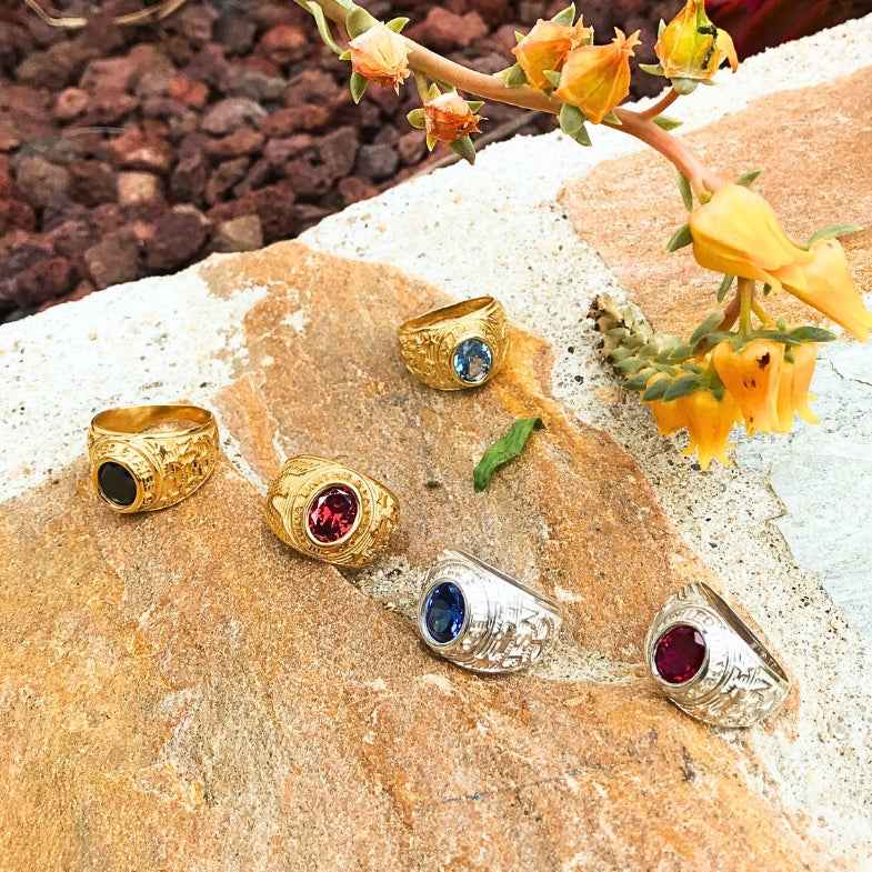 Bague universitaire argent 925 • Marin