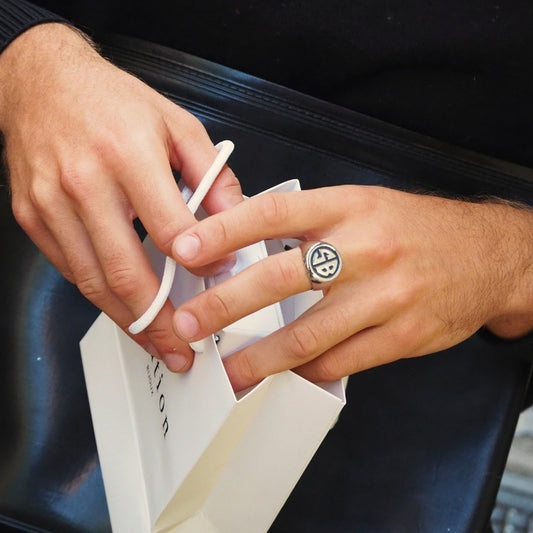 Chevalière homme gravure deux initiales, bague homme gravure trois initiales argent