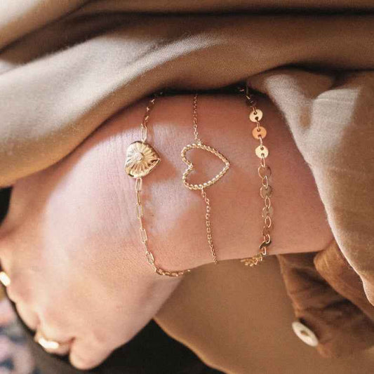 Bracelet cœur moderne doré à l'or 18 carats • Elio