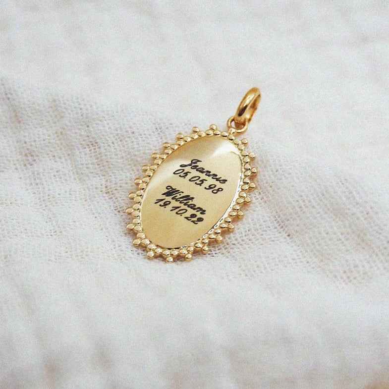 Pendentif rond à graver en plaqué or • Miel