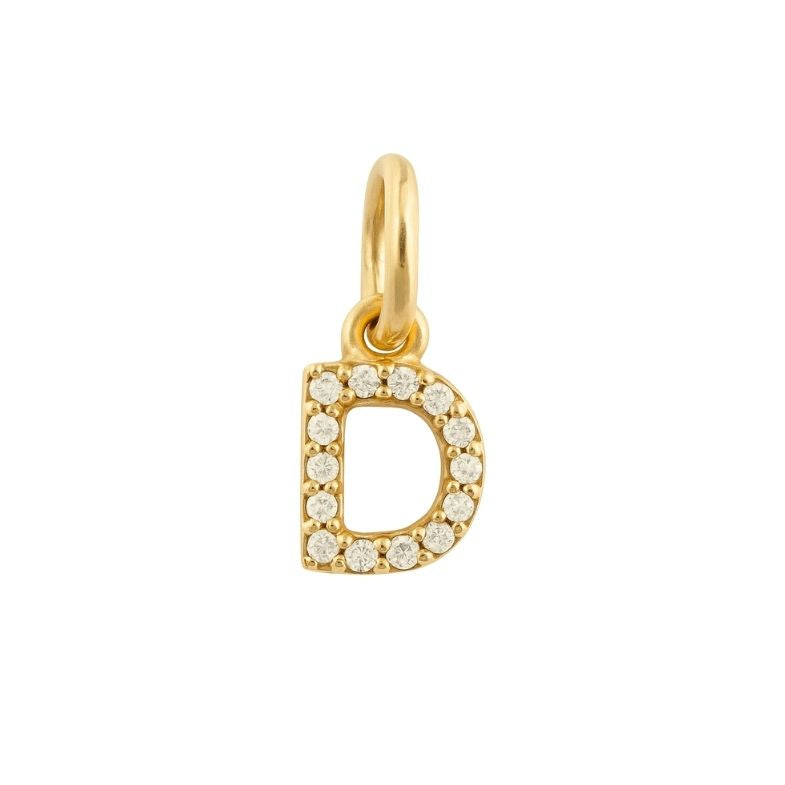 Pendentif lettre D en plaqué or 18 carats serti d’oxydes de zirconium – bijou personnalisé raffiné Ovation Bijoux