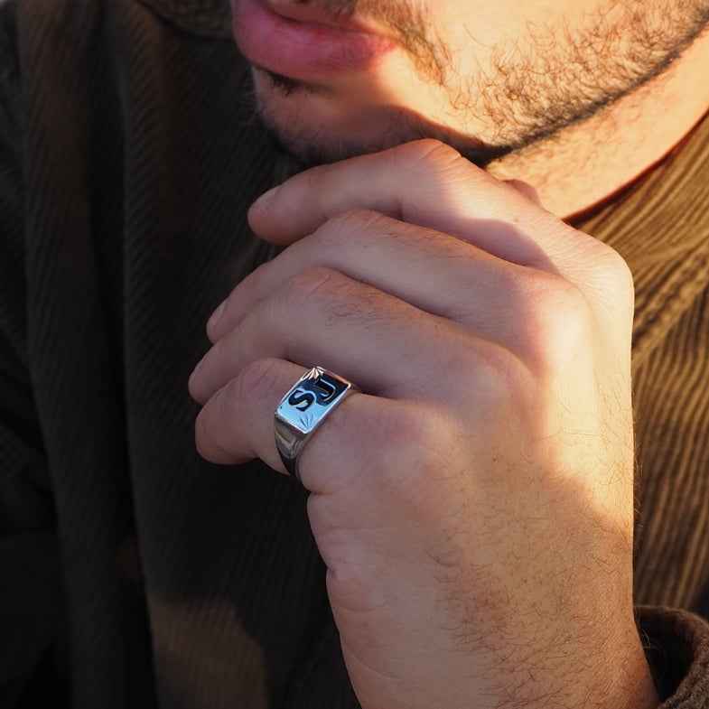 Bague homme 2 initiales • James