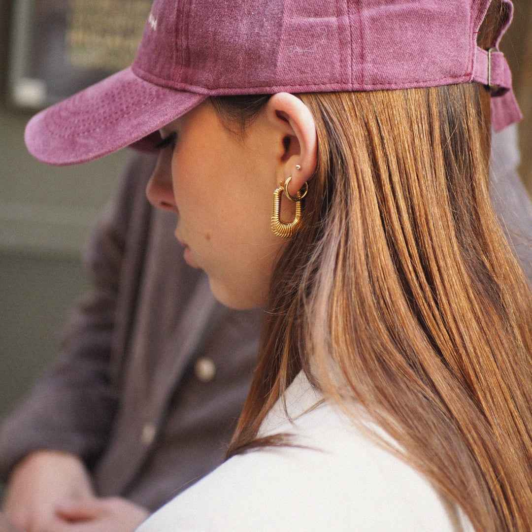 Créoles carrées striées Argent • Corentine