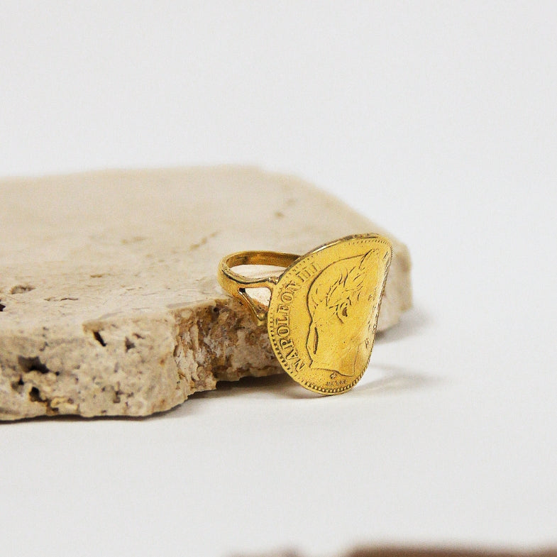 bague napoleon 3 louis d'or piece femme pas cher louis d'or tuile femme