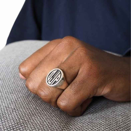 Bague homme 3 initiales argent • Bruce