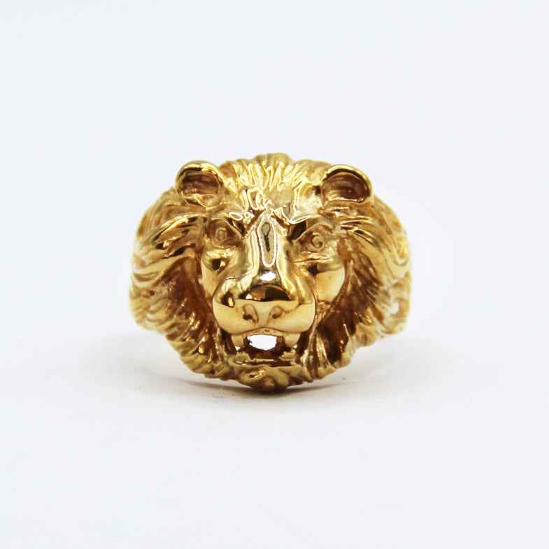 Bague tête de lion or 9k • Greik