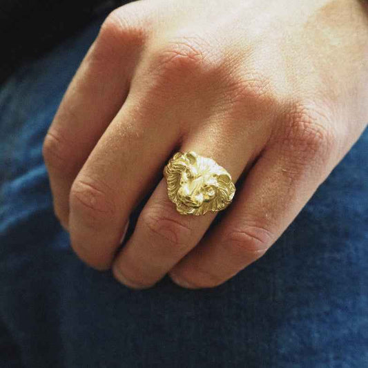 Bague tête de lion or 18k • Neo