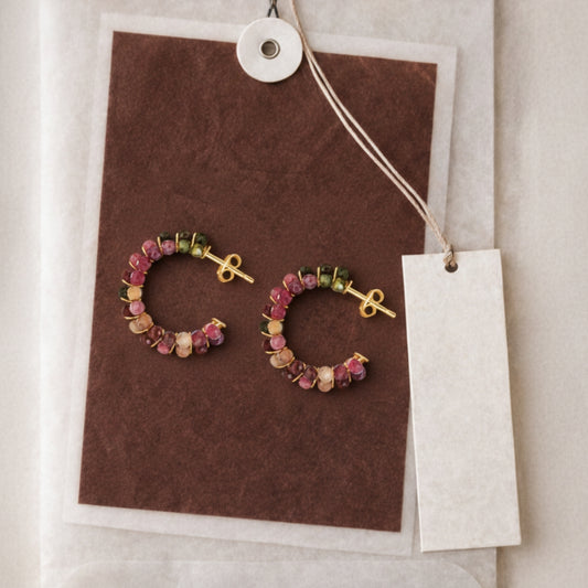 Créoles pierres naturelles tourmaline • India