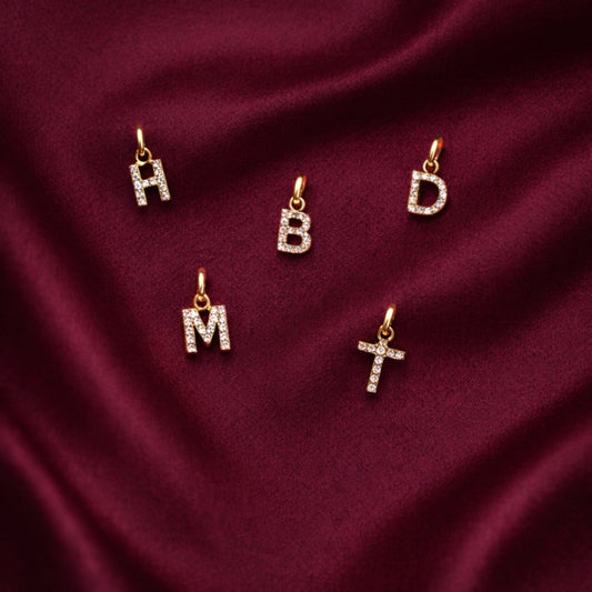 Pendentif lettre or diamants petite