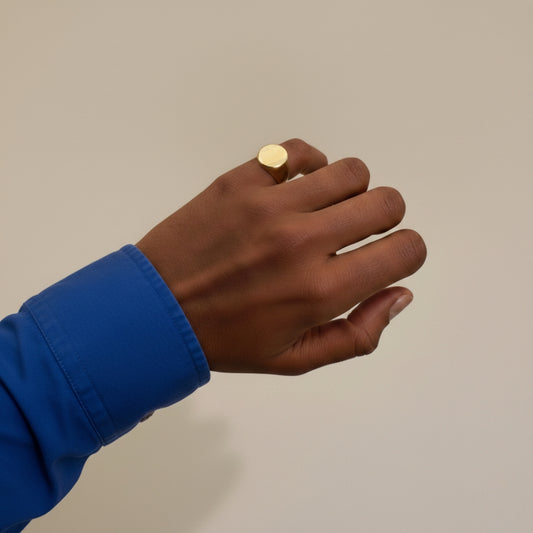 chevalière homme ronde classique plaqué or