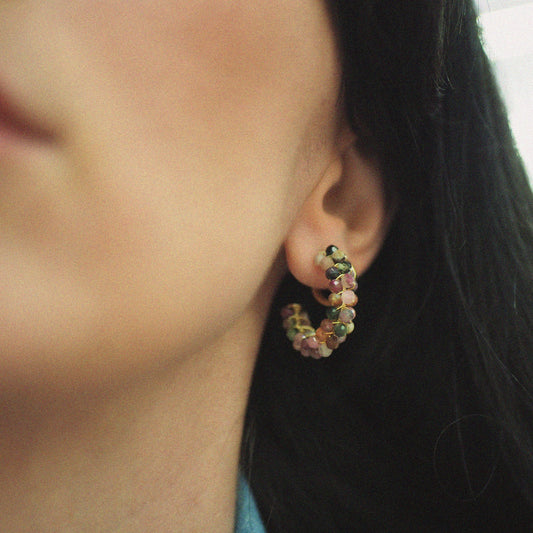 Pendientes de aro con turmalina natural • India