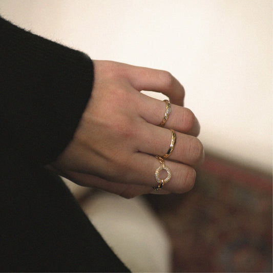 Bague oxydes de zirconium plaqué or et argent