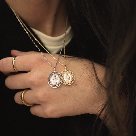 pendentif vierge miraculeuse plaqué or et argent original