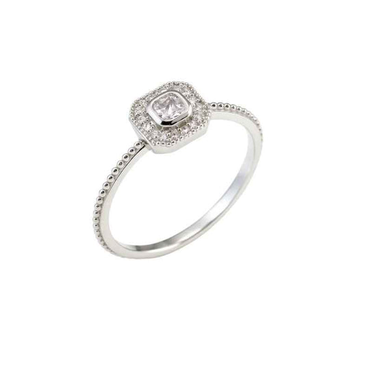 Alliance femme pas cher argent pavé diamants • Éléa
