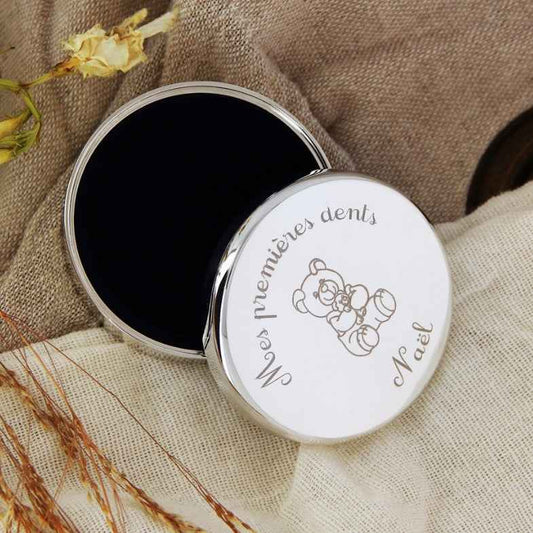 Boîte à dents de lait en plaqué argent à graver • Ange