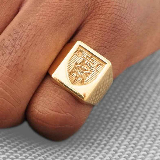 Chevalière blason carrée en or 18k • Cairo