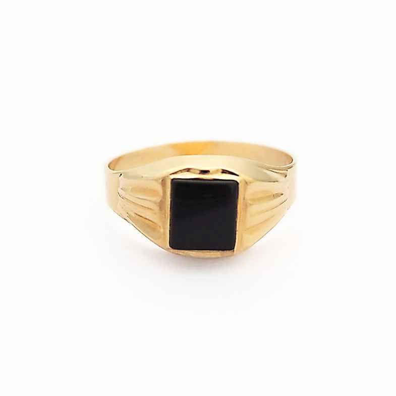 Chevalière homme or 18 carats onyx • Alda