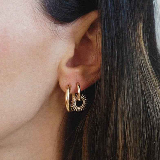 Créoles soleil en plaqué or • Escala