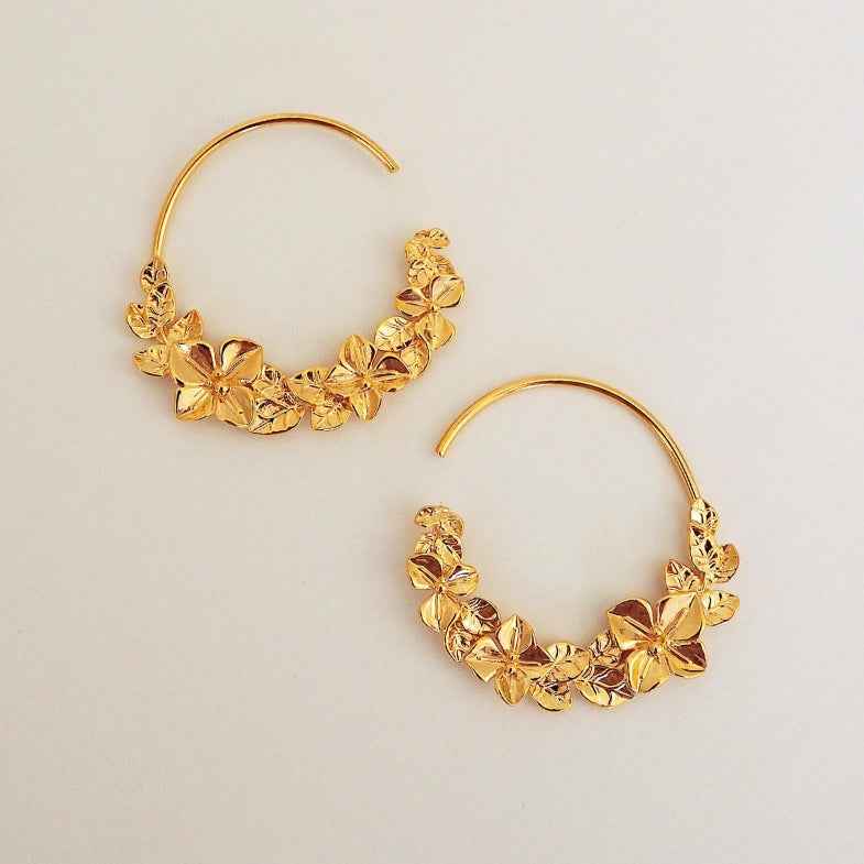Créoles fleurs dorées à l'or 18 carats • Flora